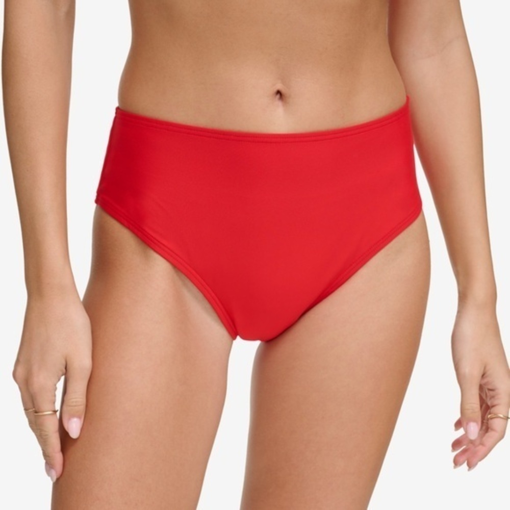 DKNY Red High Waisted Bikini Swim Bottom NWT XL #2146